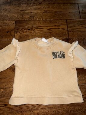 Zara Beige 'Restless Dreamer' Ruffle-Shoulder Sweatshirt